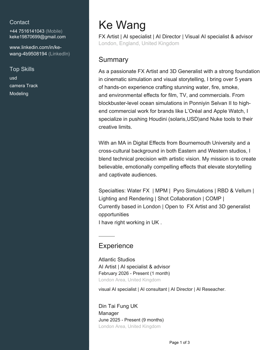 Preview of Ke Wang's resume